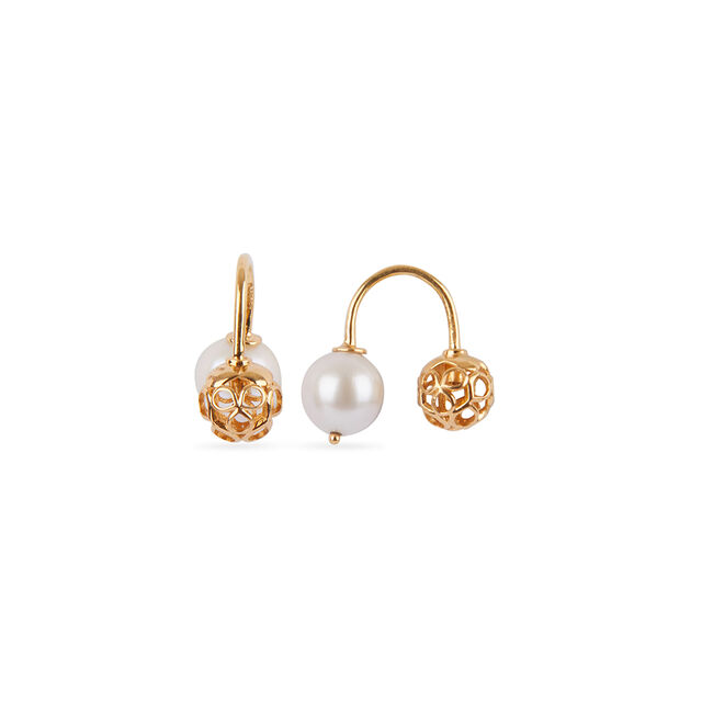 An elegant interplay of gold and pearl, these versatile studs transform effortlessly. Wear the intri 2