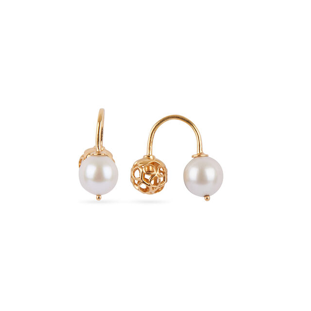 An elegant interplay of gold and pearl, these versatile studs transform effortlessly. Wear the intri 6