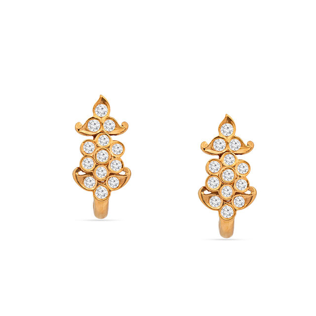 Floral Diamond Hoop Earrings 