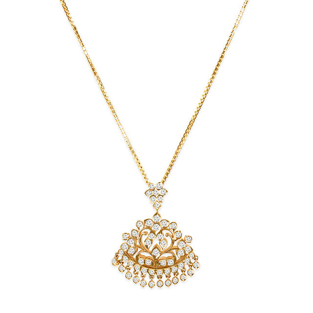 Tanishq 22KT Diamond Chain with Pendant for Women 3