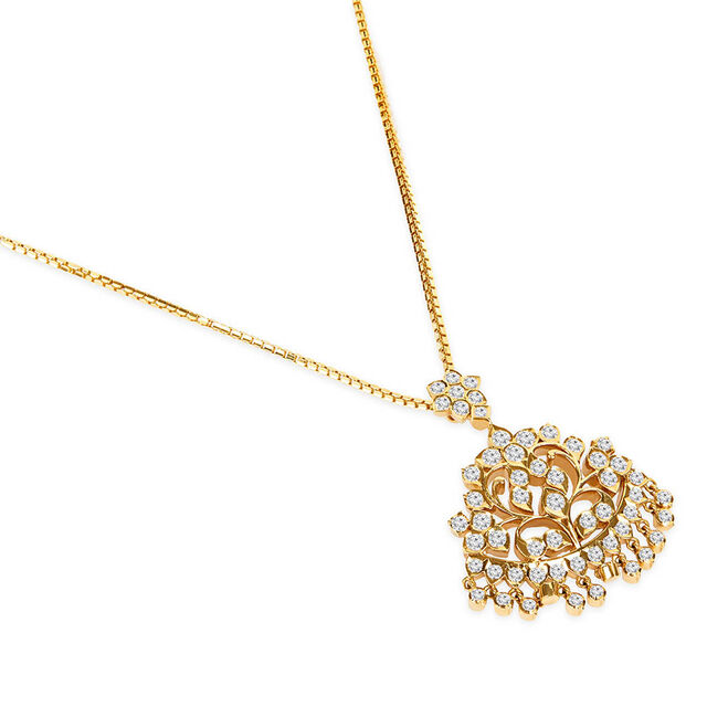 Tanishq 22KT Diamond Chain with Pendant for Women 4