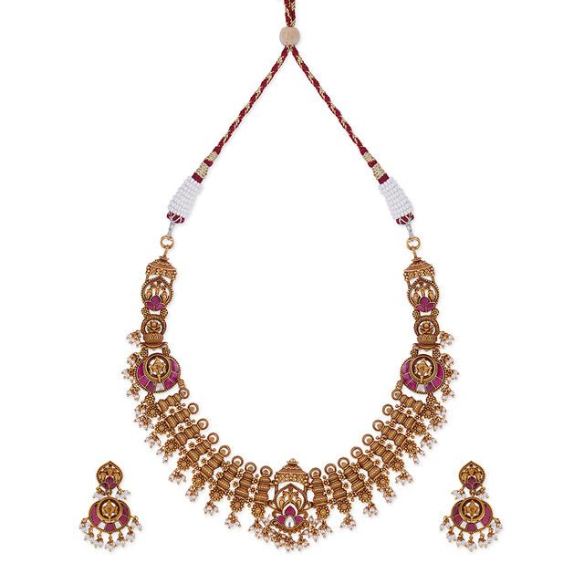 Divine Elegance Gold Haaram Set 