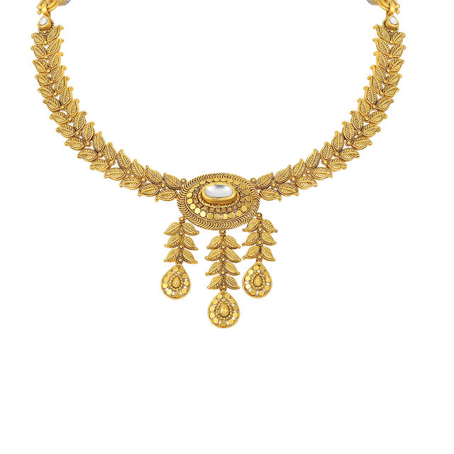 Gold Harvest Leaf Necklace Set 