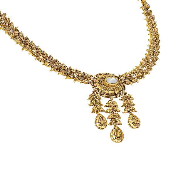 Gold Harvest Leaf Necklace Set 3
