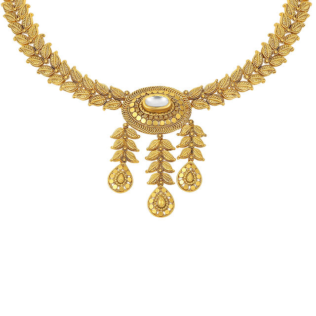 Gold Harvest Leaf Necklace Set 4