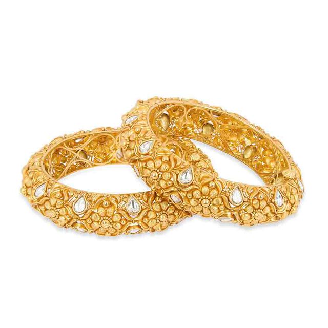 Tanishq 22KT Glass Kundan Bangle for Women 