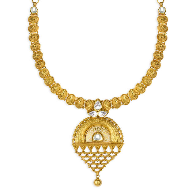 Tanishq 22KT Glass Kundan Neckwear with Earrings for Women 2