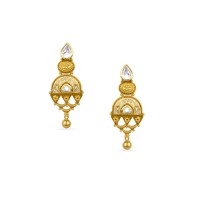 Tanishq 22KT Glass Kundan Neckwear with Earrings for Women 4