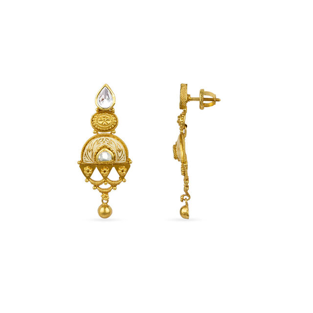 Tanishq 22KT Glass Kundan Neckwear with Earrings for Women 5