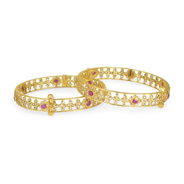 Tanishq 22KT Open Polki Bangle for Women 4