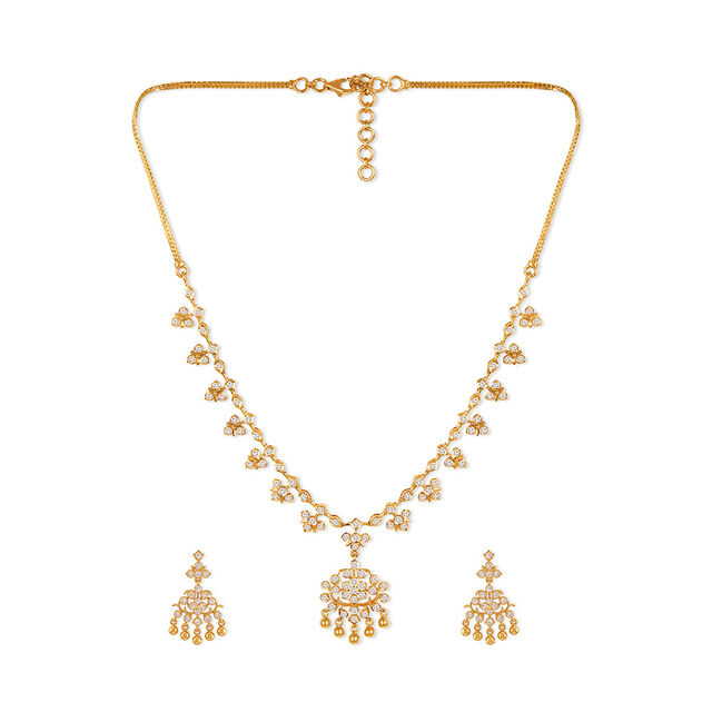 Tanishq 22KT Diamond Neckwear with Earring for Women 