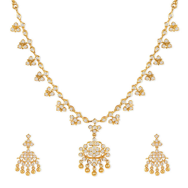 Tanishq 22KT Diamond Neckwear with Earring for Women 2