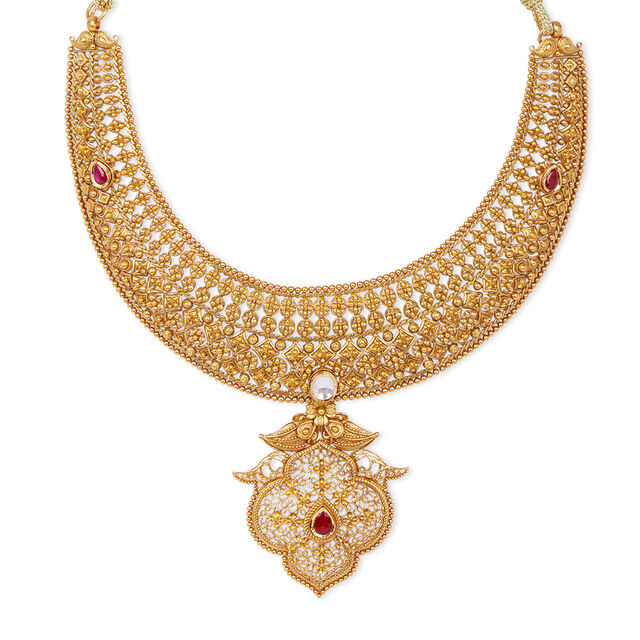 Captivating Gold and Glass Kundan Necklace Set 2