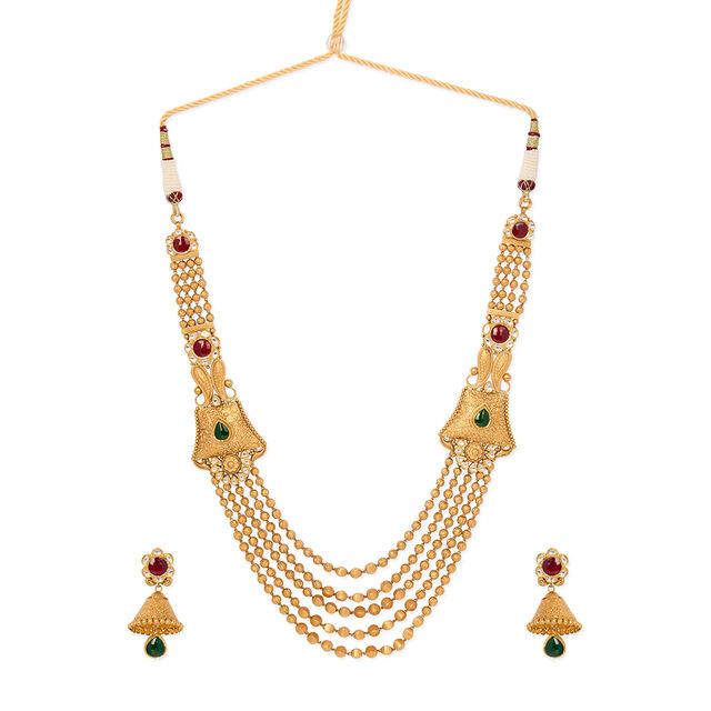 Queenly Gold Layered Gujarati Necklace Set,,hi-res 