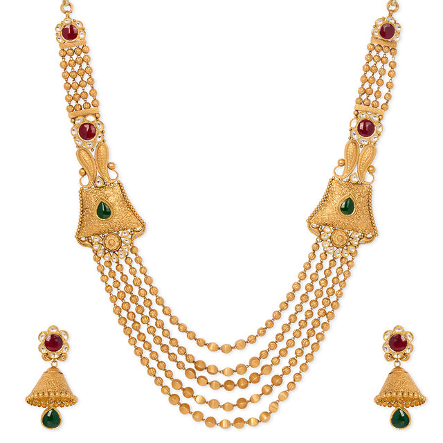 Queenly Gold Layered Gujarati Necklace Set,,hi-res 2