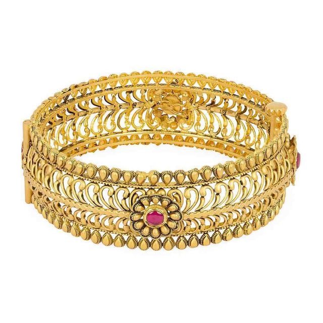Tanishq 22KT Glass Kundan Floral Bangle for Women 