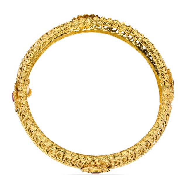 Tanishq 22KT Glass Kundan Floral Bangle for Women 4
