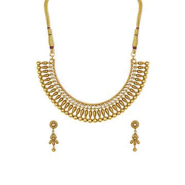 Tanishq 22KT Glass Kundan Neckwear with Earring for Women
