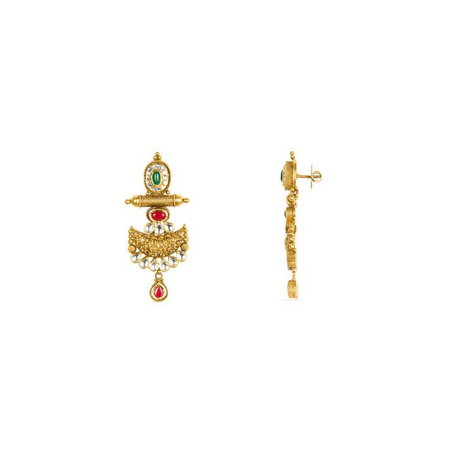 Tanishq 22KT Glass Kundan Neckwear & Earring Set for Women 5