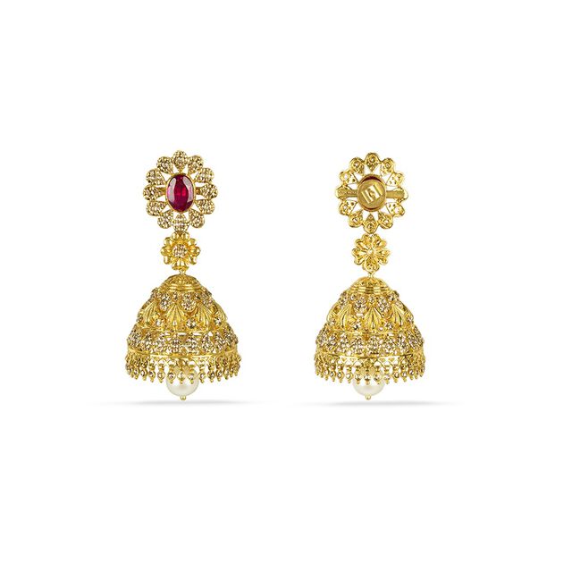 Tanishq 22KT Open Polki Jhumka for Women 3