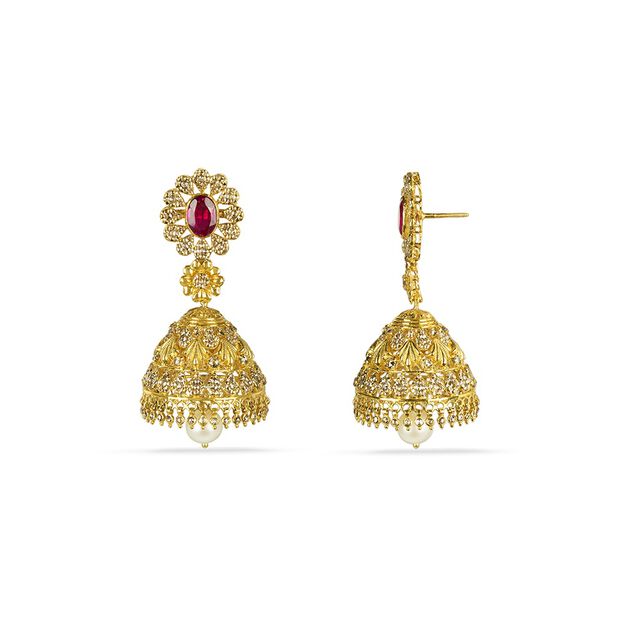 Tanishq 22KT Open Polki Jhumka for Women 4