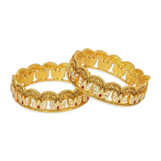 Tanishq 22KT Glass Kundan Bangle for Women 4