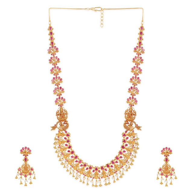 Tanishq 22KT Gold Neckwear with Earrings for Women 