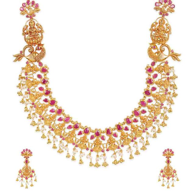Tanishq 22KT Gold Neckwear with Earrings for Women 3