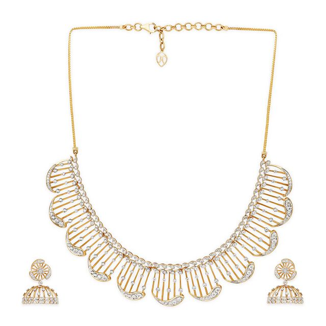 Tanishq 18KT Crescent Veil Necklace Set for Women 2