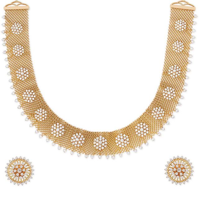 Tanishq 18KT Sunwoven Collar Necklace Set 2