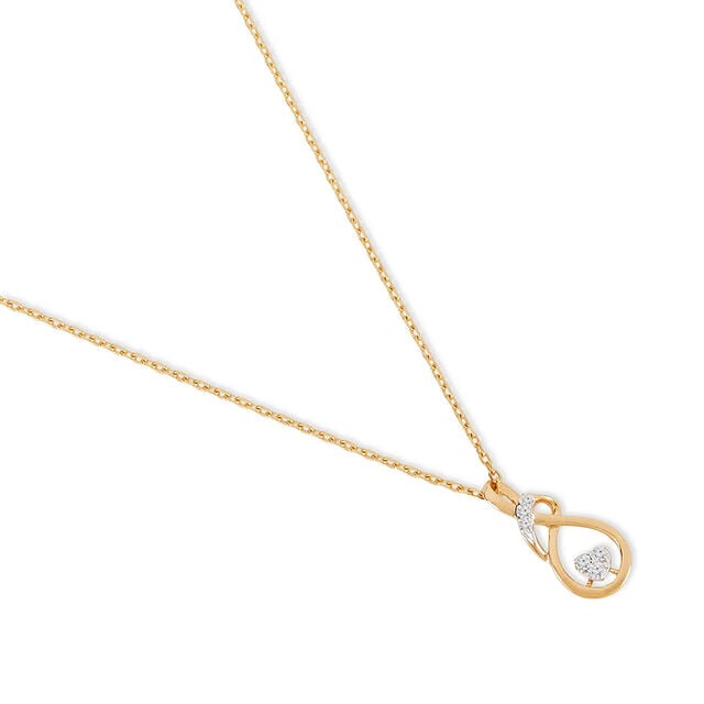 Tanishq 14KT Diamond Pendant with Chain for Women 3