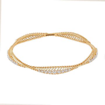 14kt Yellow Gold Slant Line Bangle
