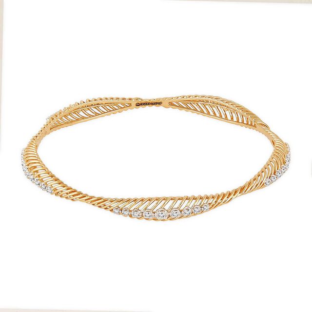 14kt Yellow Gold Slant Line Bangle 