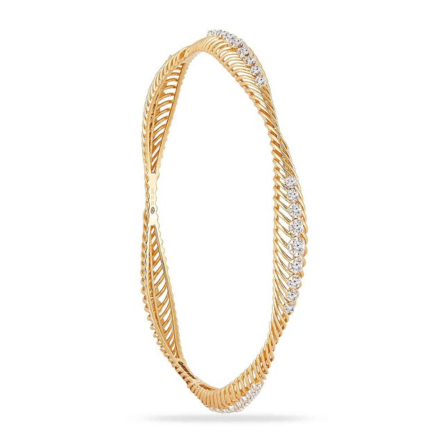 14kt Yellow Gold Slant Line Bangle 2