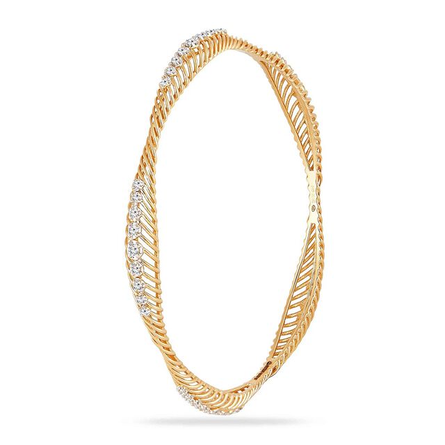 14kt Yellow Gold Slant Line Bangle 4