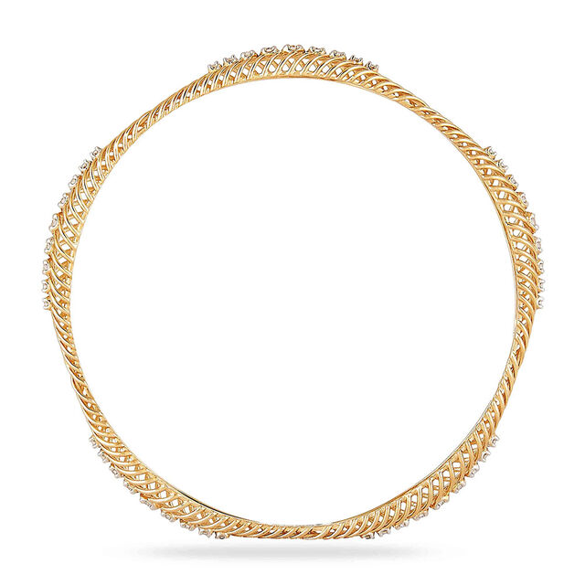 14kt Yellow Gold Slant Line Bangle 5