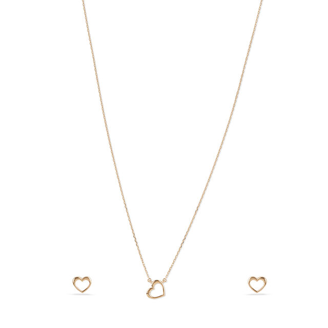 Tanishq 14KT Gold Pendant with Chain and Earrings Set for Women 