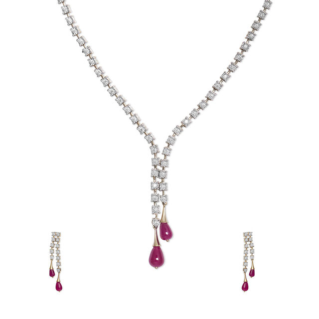 Tanishq 14KT Diamond Necklace Set 