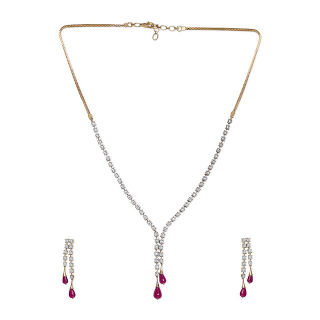 Tanishq 14KT Diamond Necklace Set 2