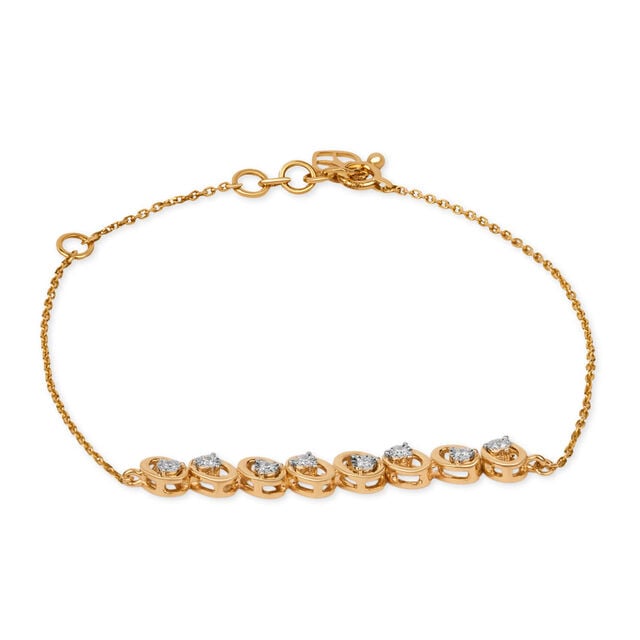 Tanishq 14KT Golden Leaf Trail Bracelet for Women 
