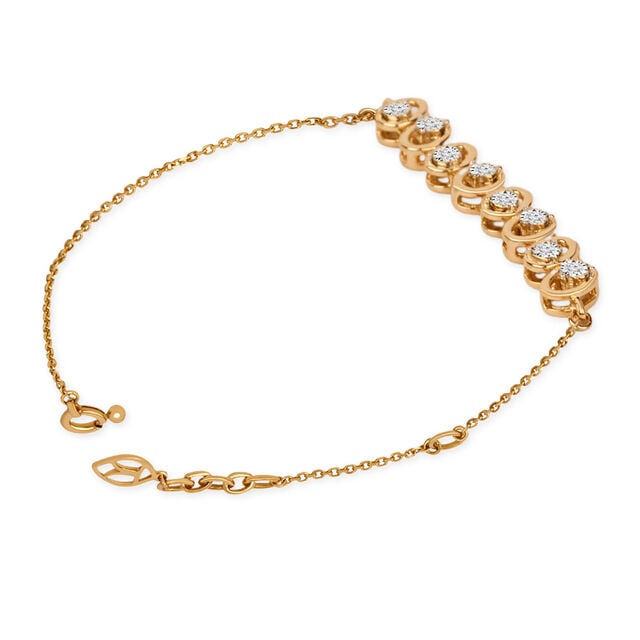 Tanishq 14KT Golden Leaf Trail Bracelet for Women 3