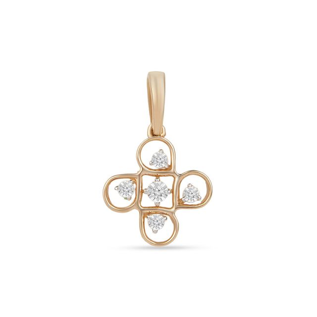 Tanishq 14KT Clover Crest Diamond Pendant for Women 
