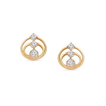Tanishq 14KT Teardrop Lattice Stud Earrings for Women
