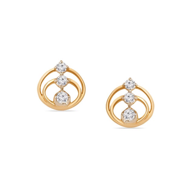 Tanishq 14KT Teardrop Lattice Stud Earrings for Women 