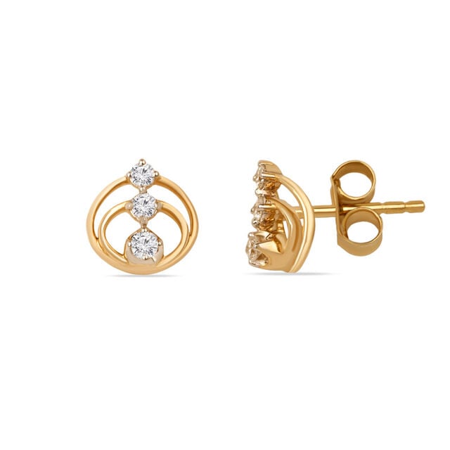Tanishq 14KT Teardrop Lattice Stud Earrings for Women 2