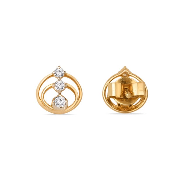 Tanishq 14KT Teardrop Lattice Stud Earrings for Women 3