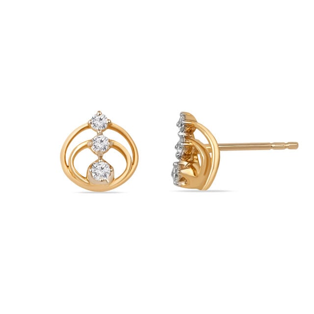 Tanishq 14KT Teardrop Lattice Stud Earrings for Women 4