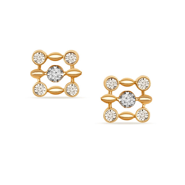 Tanishq Quadrant Lattice Stud Earrings for Women 