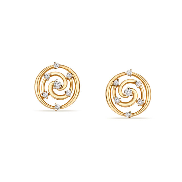 Tanishq 14KT Golden Vortex Stud Earrings for Women 