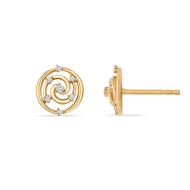Tanishq 14KT Golden Vortex Stud Earrings for Women 4